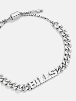 Buffalo Bills NFL Silver Curb Chain Bracelet - Buffalo Bills
