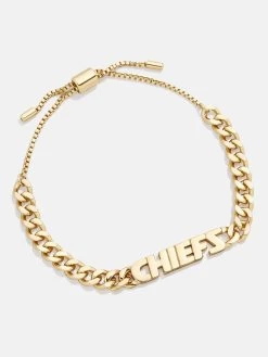 Kansas City Chiefs NFL Gold Curb Chain Bracelet - Kansas City Chiefs -Baublebar 62882 G 02