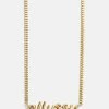 18K Gold Curb Chain Custom Nameplate Necklace - Gold