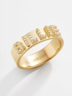 18K Gold Custom Block Ring - Gold/Pavé -Baublebar 64108 G 02