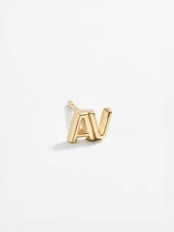 Single 18K Gold Double Initial Earring - Gold