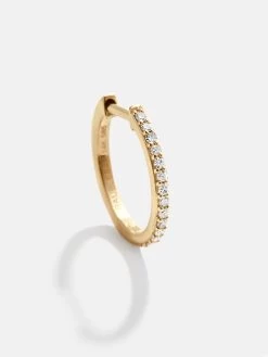Solid Gold & Pavé Huggie Hoop Earring - Clear/Gold -Baublebar 64131 G 01