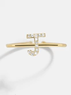 14K Gold & Diamond Initial Ring - Clear/Gold -Baublebar 81563sk G J
