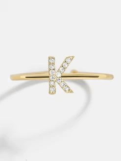 14K Gold & Diamond Initial Ring - Clear/Gold -Baublebar 81563sk G K