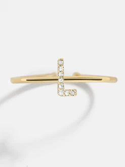14K Gold & Diamond Initial Ring - Clear/Gold -Baublebar 81563sk G L