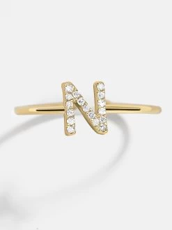 14K Gold & Diamond Initial Ring - Clear/Gold -Baublebar 81563sk G N