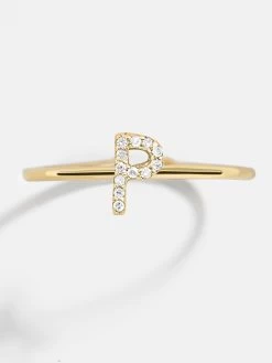 14K Gold & Diamond Initial Ring - Clear/Gold -Baublebar 81563sk G P