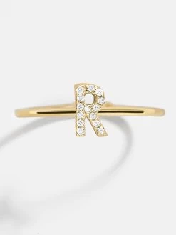 14K Gold & Diamond Initial Ring - Clear/Gold -Baublebar 81563sk G R