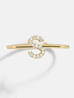 14K Gold & Diamond Initial Ring - Clear/Gold -Baublebar 81563sk G S