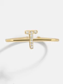 14K Gold & Diamond Initial Ring - Clear/Gold -Baublebar 81563sk G T