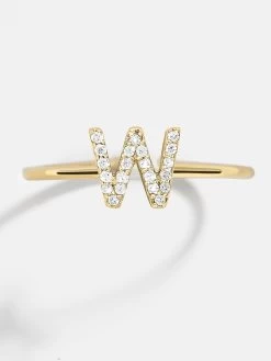 14K Gold & Diamond Initial Ring - Clear/Gold -Baublebar 81563sk G W