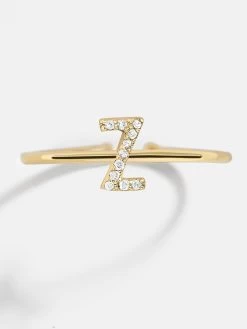 14K Gold & Diamond Initial Ring - Clear/Gold -Baublebar 81563sk G Z