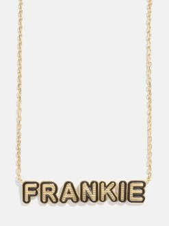 18K Gold Enamel Custom Nameplate Necklace 16 18K Gold Enamel Custom Nameplate Necklace -Baublebar 95958 G Black