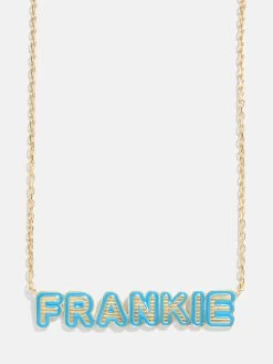 18K Gold Enamel Custom Nameplate Necklace 17 18K Gold Enamel Custom Nameplate Necklace -Baublebar 95958 G Blue