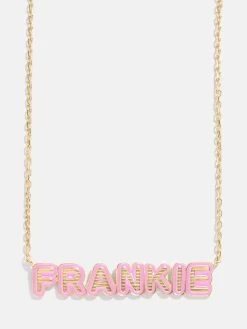18K Gold Enamel Custom Nameplate Necklace 18 18K Gold Enamel Custom Nameplate Necklace -Baublebar 95958 G LightPink