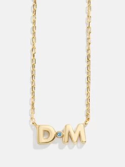 18K Gold Double Initial Birthstone Custom Necklace -Baublebar 95960 G 03