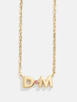 18K Gold Double Initial Birthstone Custom Necklace -Baublebar 95960 G 10