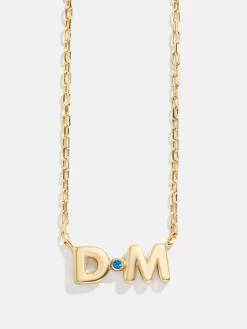 18K Gold Double Initial Birthstone Custom Necklace -Baublebar 95960 G 12