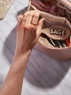 Block Font Mini Custom Hair Brush - Block Font Lavender -Baublebar Hairbrush 1