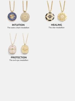 18K Gold Reversible Medallion Necklace - Astro -Baublebar Medallion Chart 062223