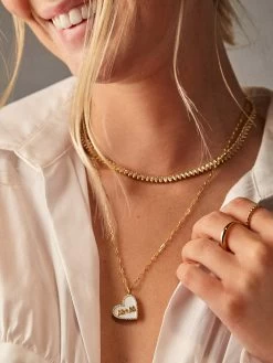 Heart 18K Gold Custom Reversible Necklace -Baublebar Medallion Heart m2