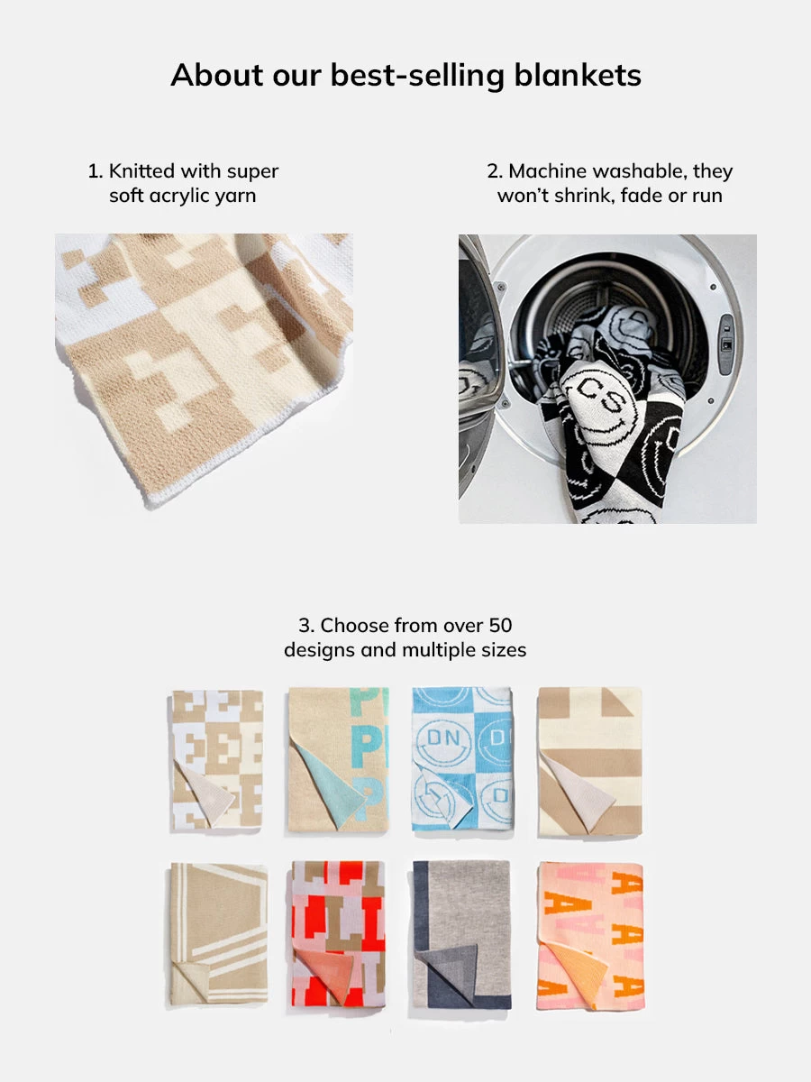 Show Me A Smile Custom Blanket - Black/White 4 Show Me A Smile Custom Blanket - Black/White - Image 2